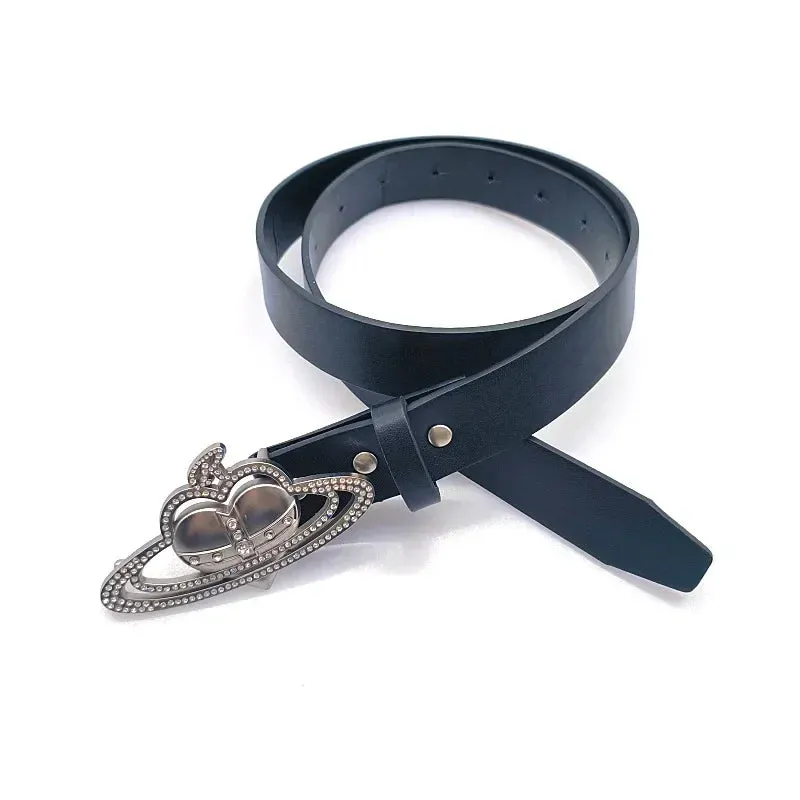 ✨ Kawaii Saturn Crown Buckle Belt 💖 Spicy Style for Fashionistas 🌈