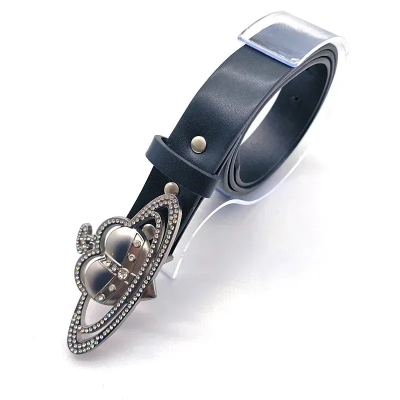 ✨ Kawaii Saturn Crown Buckle Belt 💖 Spicy Style for Fashionistas 🌈