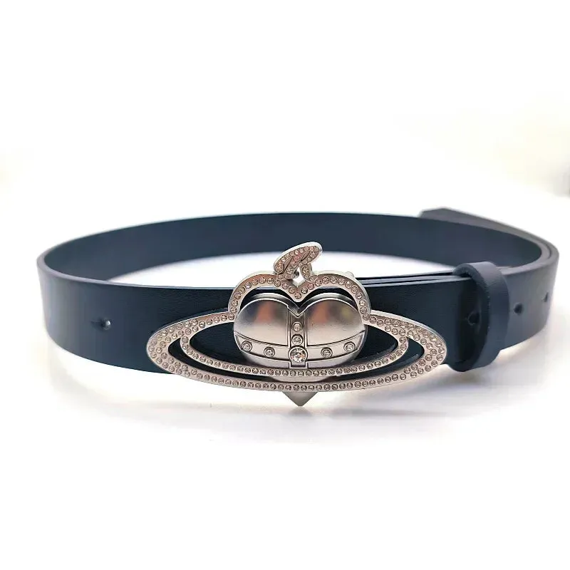 ✨ Kawaii Saturn Crown Buckle Belt 💖 Spicy Style for Fashionistas 🌈