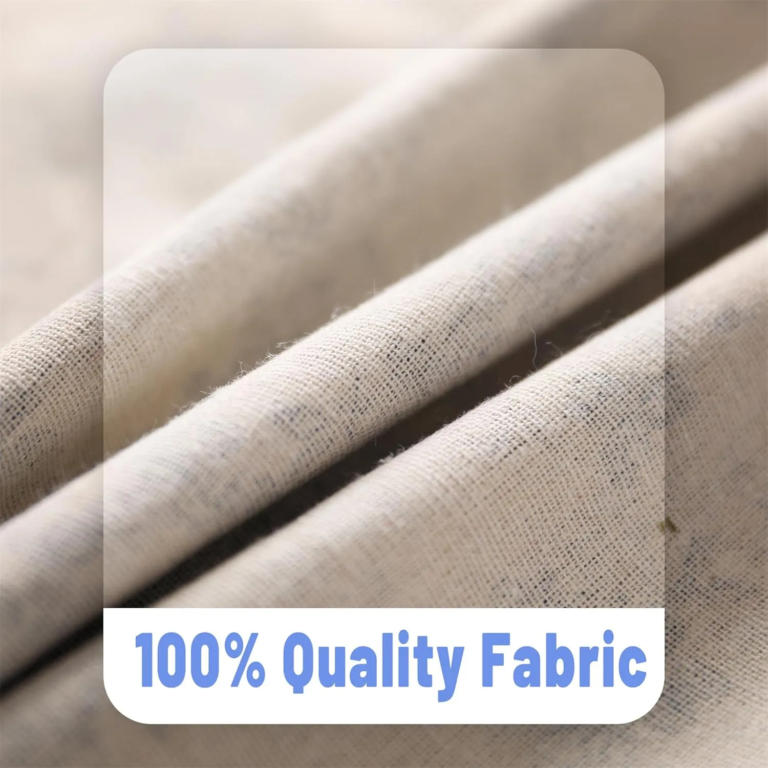 1 Pair Blue Floral Linen Curtains Rustic Country Style Light Filtering Rod Pocket Window Drapes Beige Tassels, 52" W x 63" L