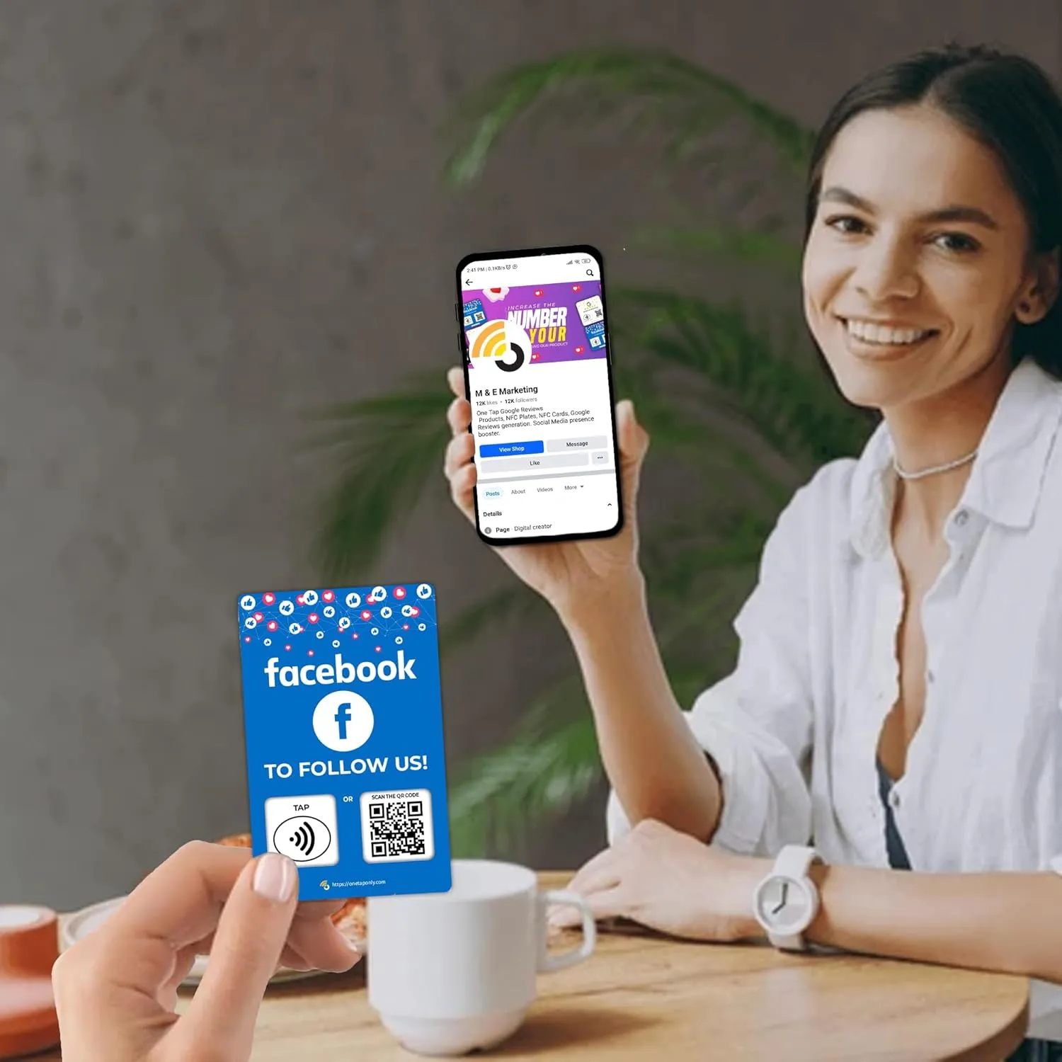 1 Unit Social Facebook | Review QR Code | Contactless review card | NFC Tap Card | Unlimited Use (1-Facebook Card)
