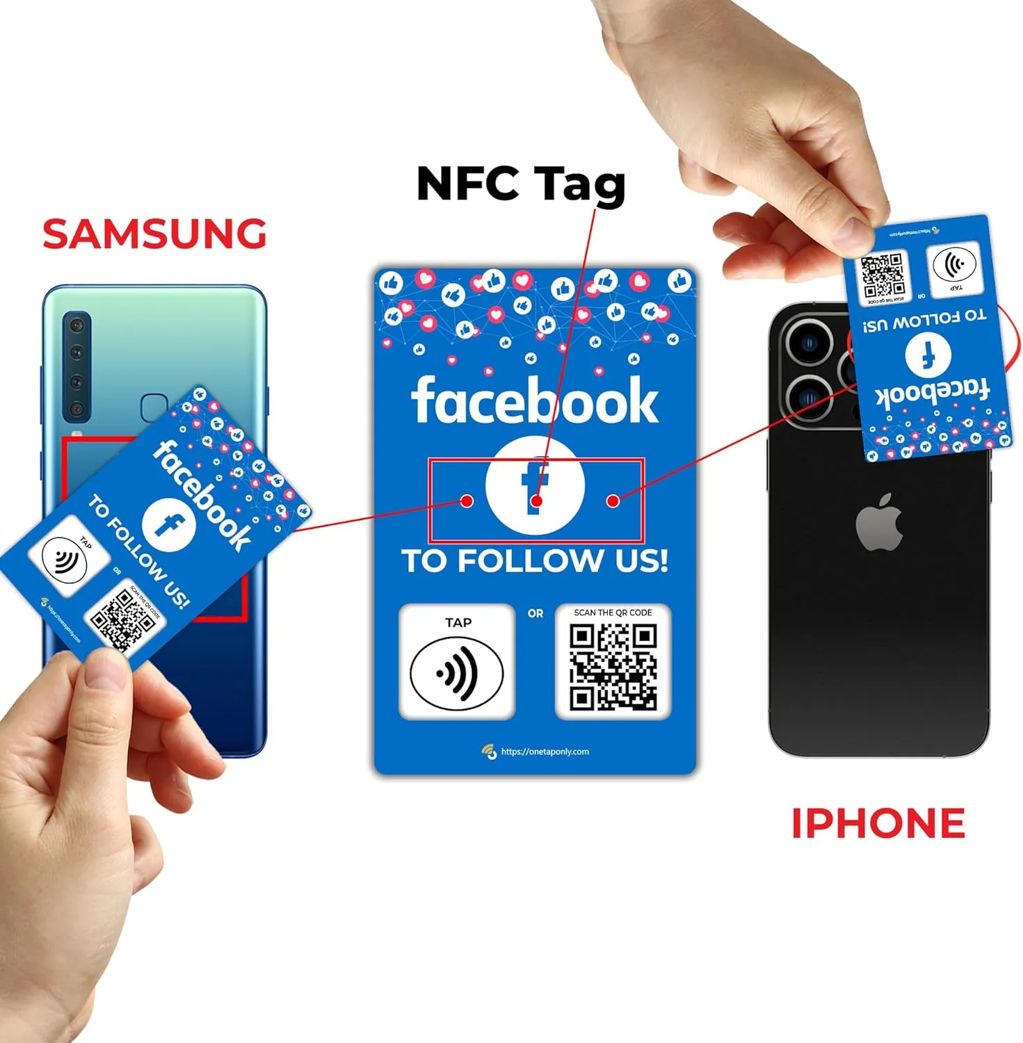 1 Unit Social Facebook | Review QR Code | Contactless review card | NFC Tap Card | Unlimited Use (1-Facebook Card)