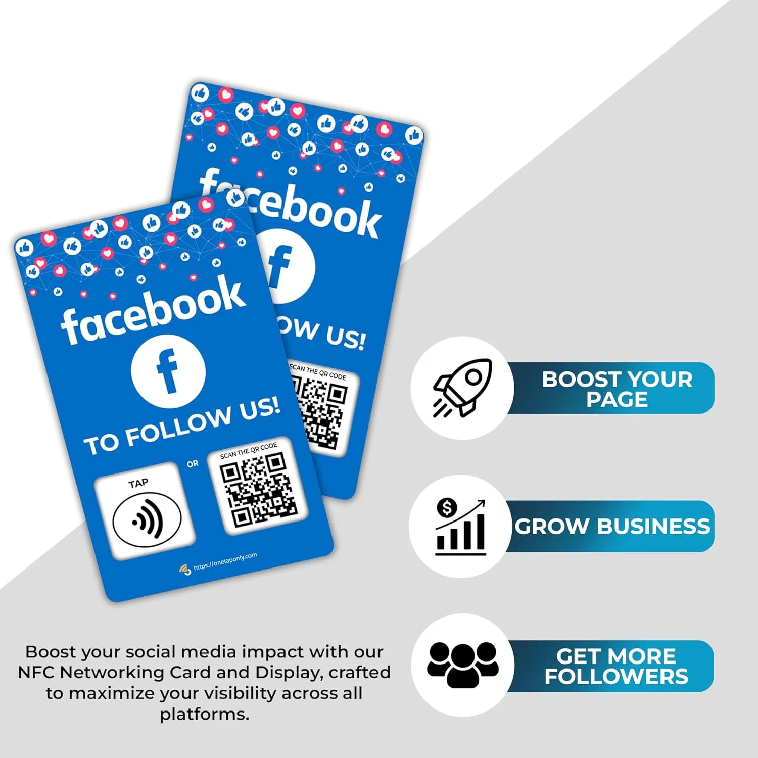 1 Unit Social Facebook | Review QR Code | Contactless review card | NFC Tap Card | Unlimited Use (1-Facebook Card)