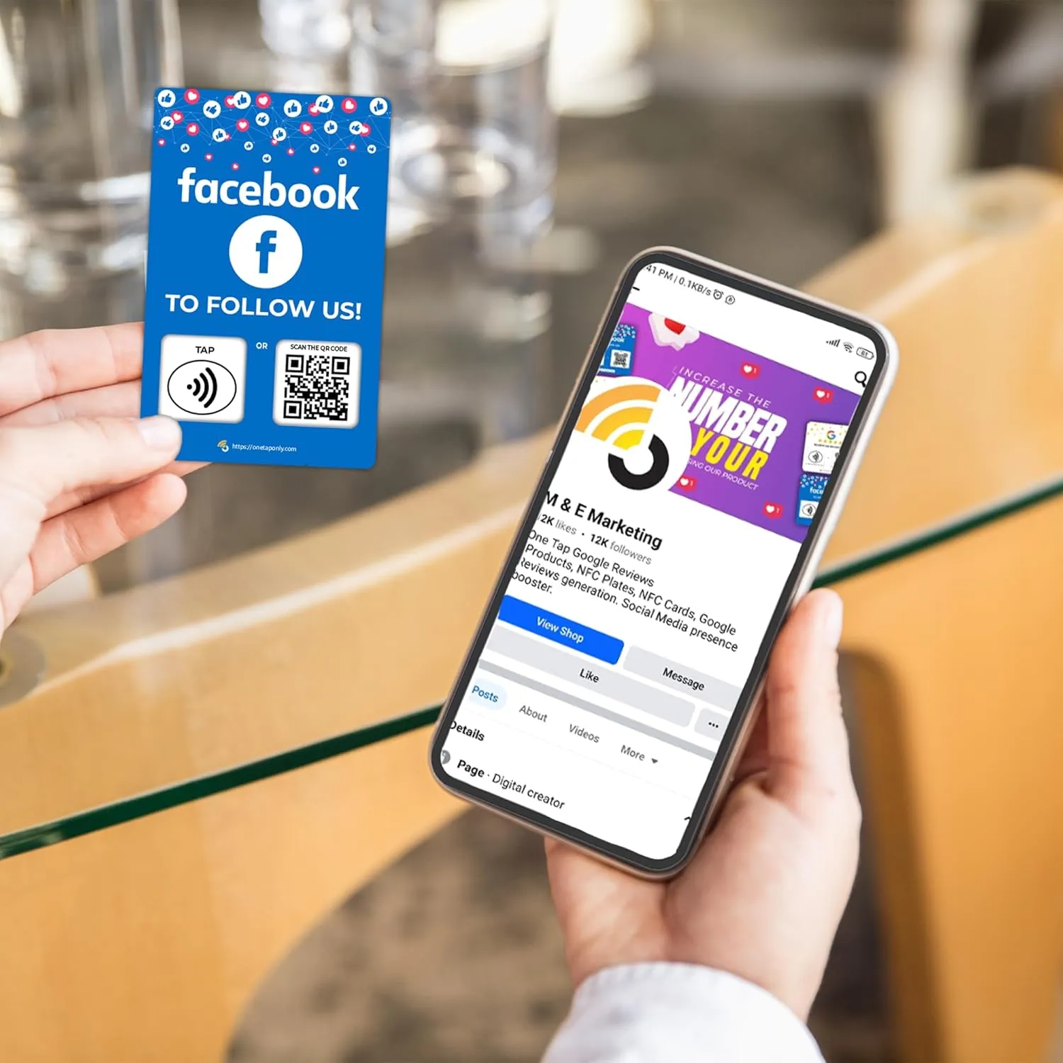 1 Unit Social Facebook | Review QR Code | Contactless review card | NFC Tap Card | Unlimited Use (1-Facebook Card)