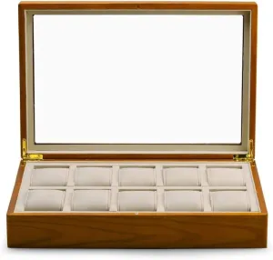 10 Slot Watch Case Holder Wooden Watches Storage Box, Glass Lid Watch Box Organizer Watch Winder Watch Organizer (Color : Black, Size : 34.5 * 23 * 7.5) (Black 34.5 * 23 * 7.5)