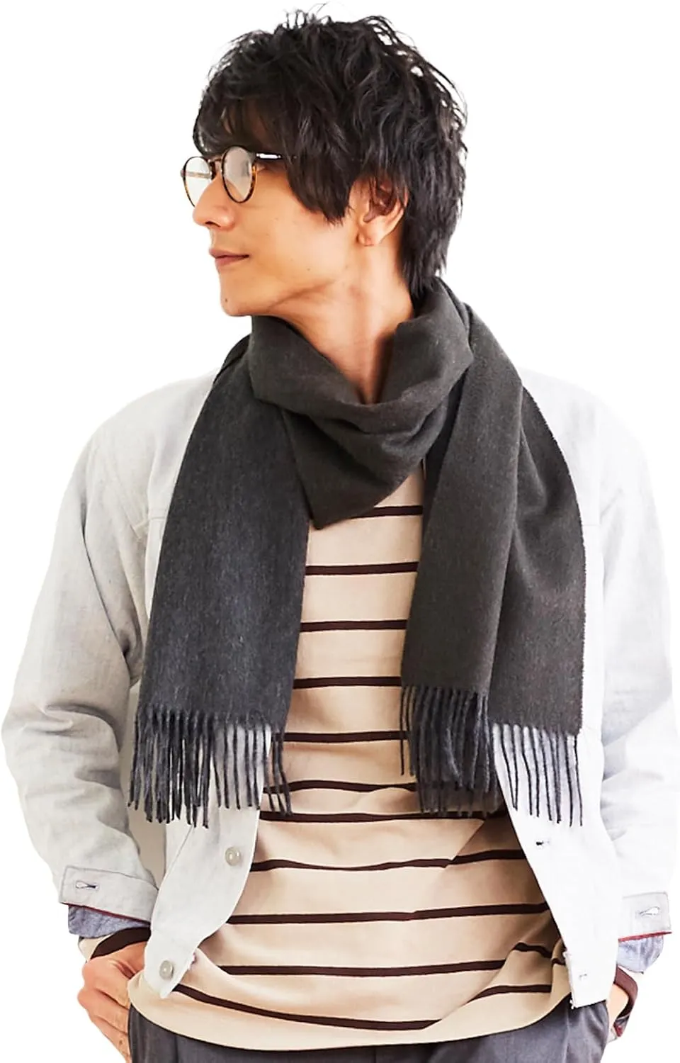 100% Pure Cashmere Reversible Scarf, Ultra Soft Cashmere from Inner Mongolia, Unisex Design, Cotton shawl, Linen Wrap