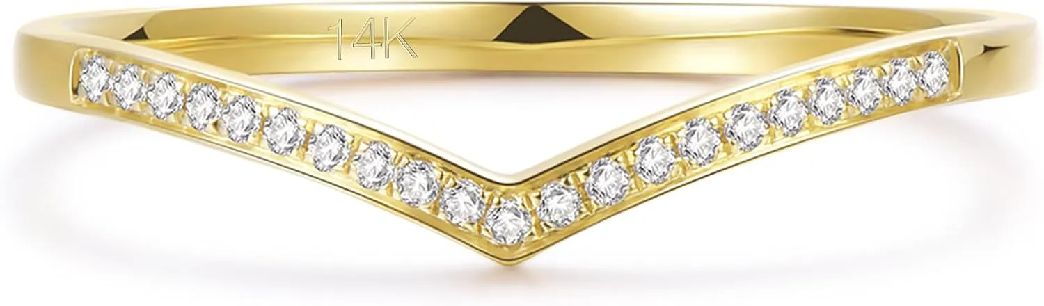 14K Solid Gold Moissanite Wedding Bands, 2mm Stacking Rings, 14K Gold Eternity Bands for Women
