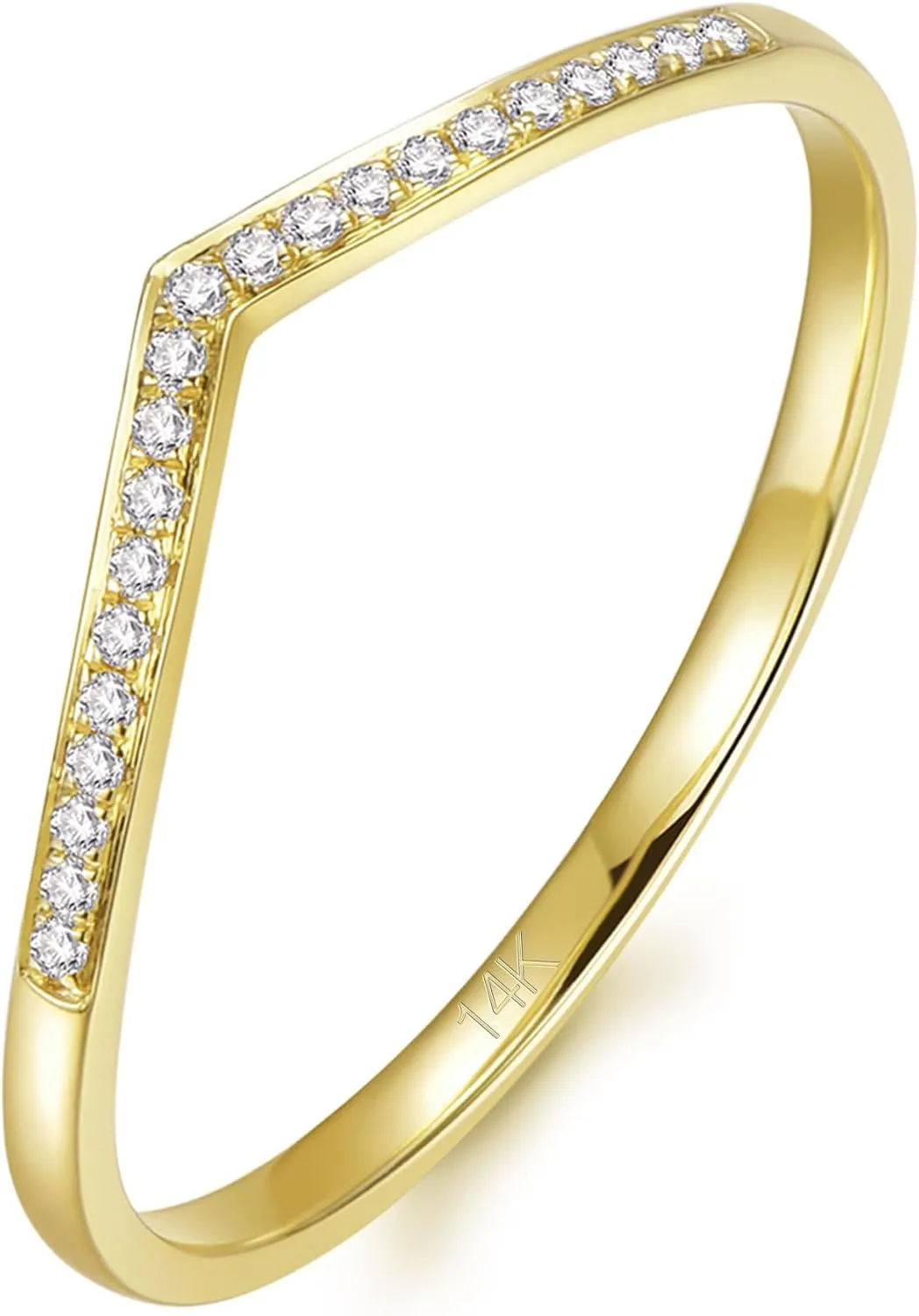 14K Solid Gold Moissanite Wedding Bands, 2mm Stacking Rings, 14K Gold Eternity Bands for Women