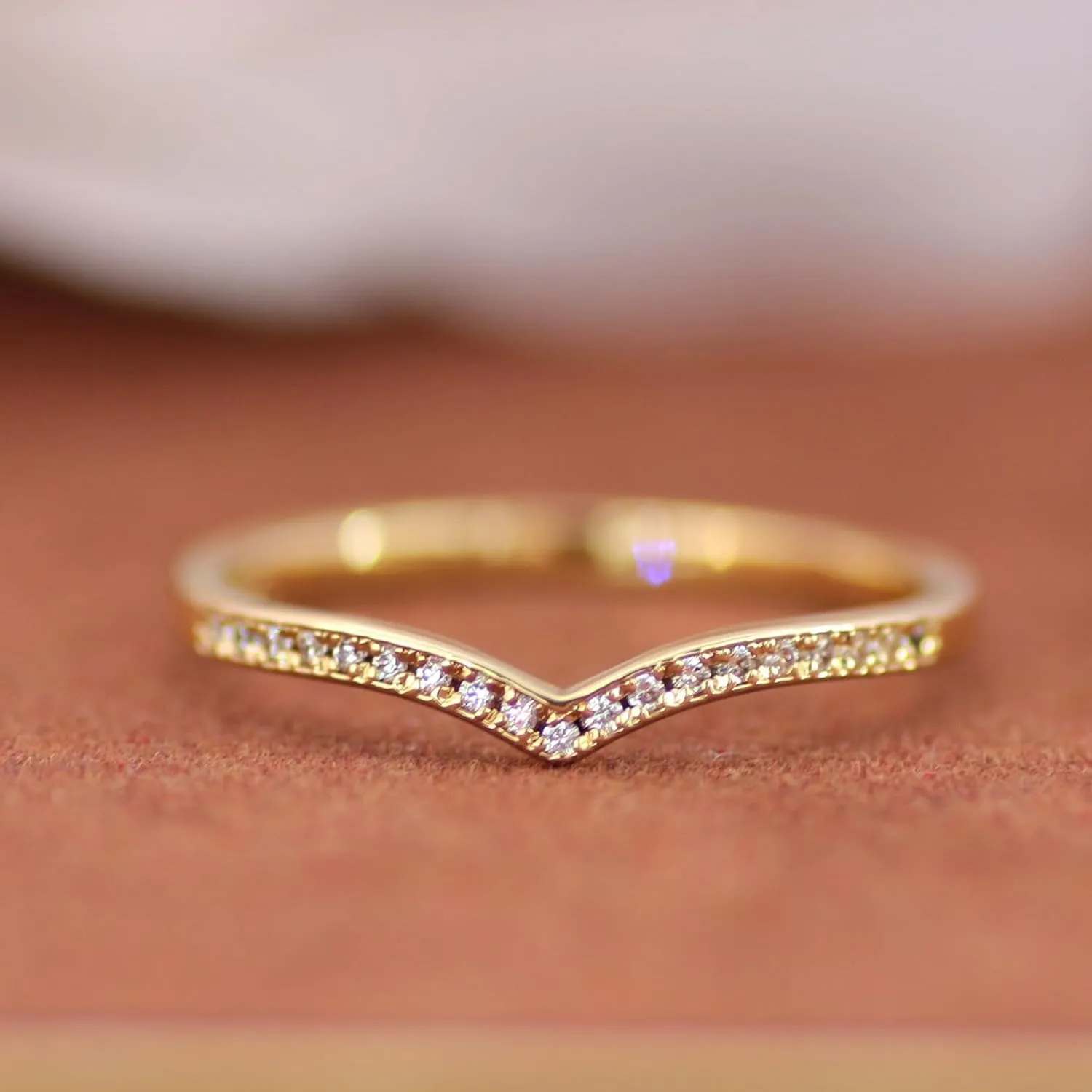 14K Solid Gold Moissanite Wedding Bands, 2mm Stacking Rings, 14K Gold Eternity Bands for Women