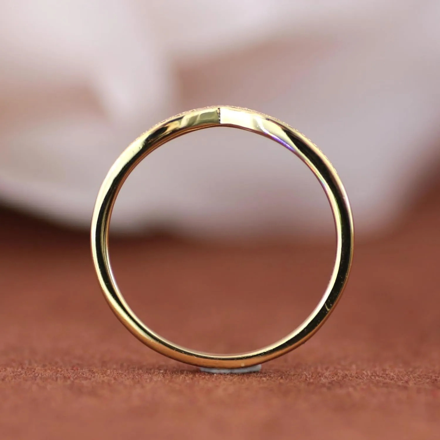 14K Solid Gold Moissanite Wedding Bands, 2mm Stacking Rings, 14K Gold Eternity Bands for Women