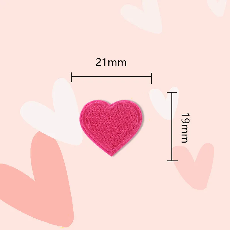 15 Colors Love Heart Self-Adhesive Embroidered Patches 30 Pack(Small   Large)