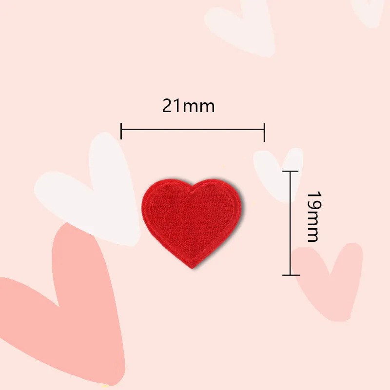 15 Colors Love Heart Self-Adhesive Embroidered Patches 30 Pack(Small   Large)