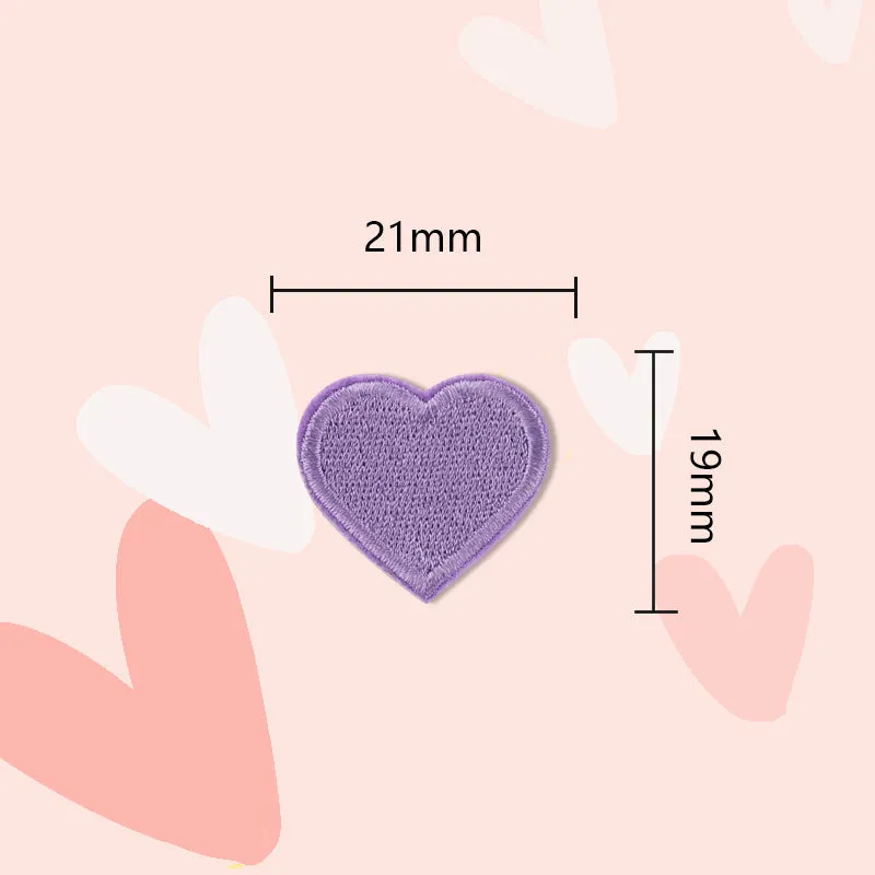 15 Colors Love Heart Self-Adhesive Embroidered Patches 30 Pack(Small   Large)