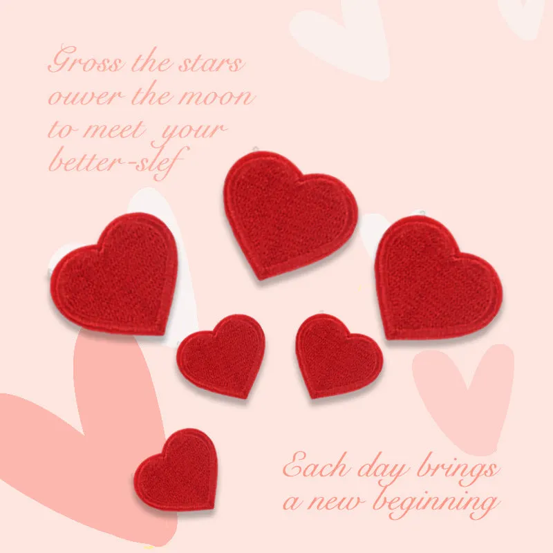 15 Colors Love Heart Self-Adhesive Embroidered Patches 30 Pack(Small   Large)