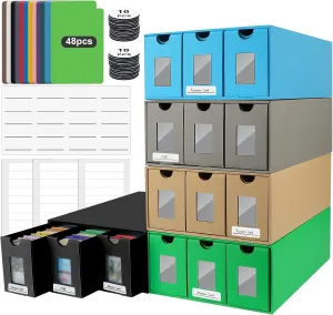 15000  Trading Card Storage Box for Commander Display, Colorful Card Deck Box Cardboard with 48 Dividers, Trading Card Collection Box Fit for MTG, TCG, PTCG and Sportcards