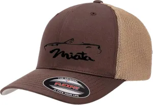 1989-99 Miata Sports Car Classic Outline Design Flexfit 6511 Trucker Mesh Fitted Cap