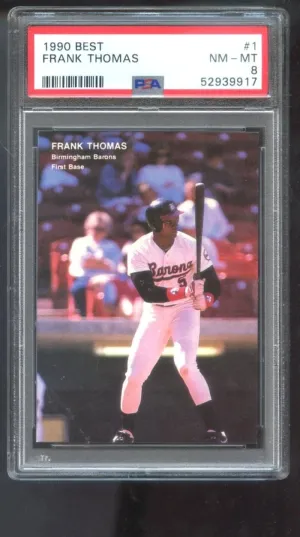 1990 Best #1 Frank Thomas ROOKIE RC PSA 8 Graded Baseball Card MLB Barons Minor League