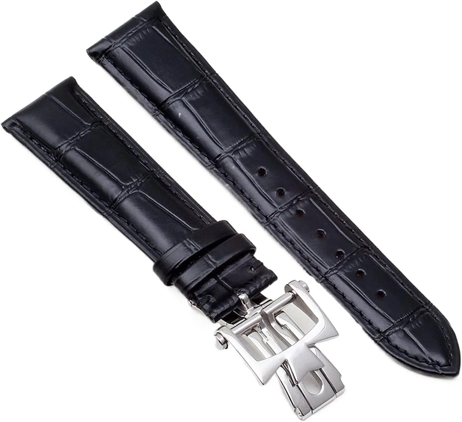 19mm 20mm 21mm 22mm Genuine Leather Watch Band for Vacheron Constantin Patrimony VC Men and Women Black Brown Cowhide Strap (Color : Brown White Silver, Size : 21mm)