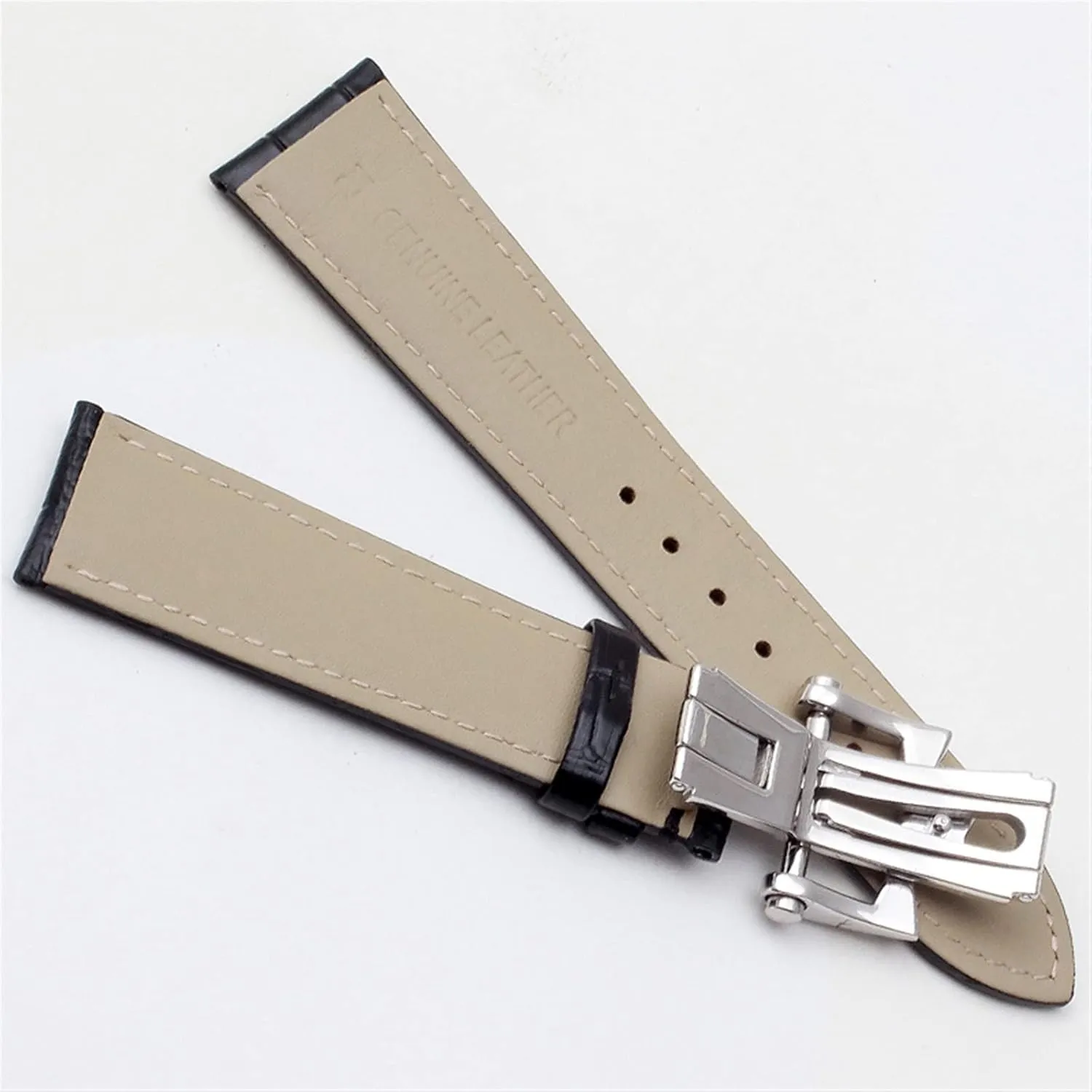 19mm 20mm 21mm 22mm Genuine Leather Watch Band for Vacheron Constantin Patrimony VC Men and Women Black Brown Cowhide Strap (Color : Brown White Silver, Size : 21mm)