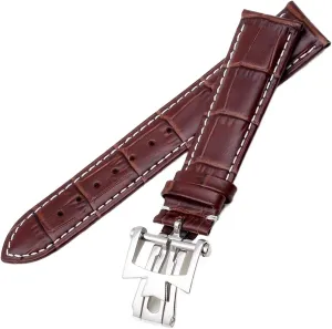 19mm 20mm 21mm 22mm Genuine Leather Watch Band for Vacheron Constantin Patrimony VC Men and Women Black Brown Cowhide Strap (Color : Brown White Silver, Size : 21mm)