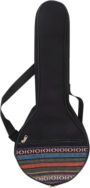 1Pc 4 String Portable Banjo Gig Bag for String Instruments Shoulder Strap Comfortable Lining for Travel and Storage Random Striped Design