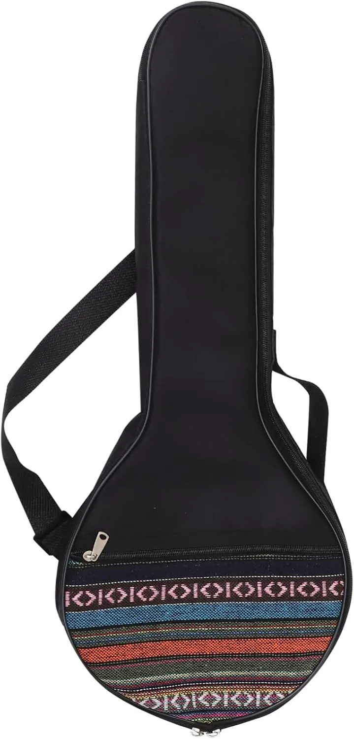 1Pc 4 String Portable Banjo Gig Bag for String Instruments Shoulder Strap Comfortable Lining for Travel and Storage Random Striped Design