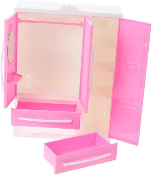 1Pc Mini Doll Wardrobe Closet Furniture Doll Clothes Storage for Creative Play Compact Design for Dollhouse Decoration and Imaginative Role Playing