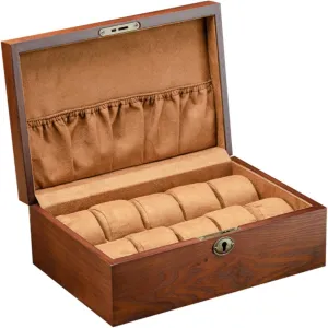 1pc Vintage Solid Wood Watch Box Jewelry Storage Case for Watches Bracelets and Necklaces Elegant Design Compartments Display Organizer for Men and Women