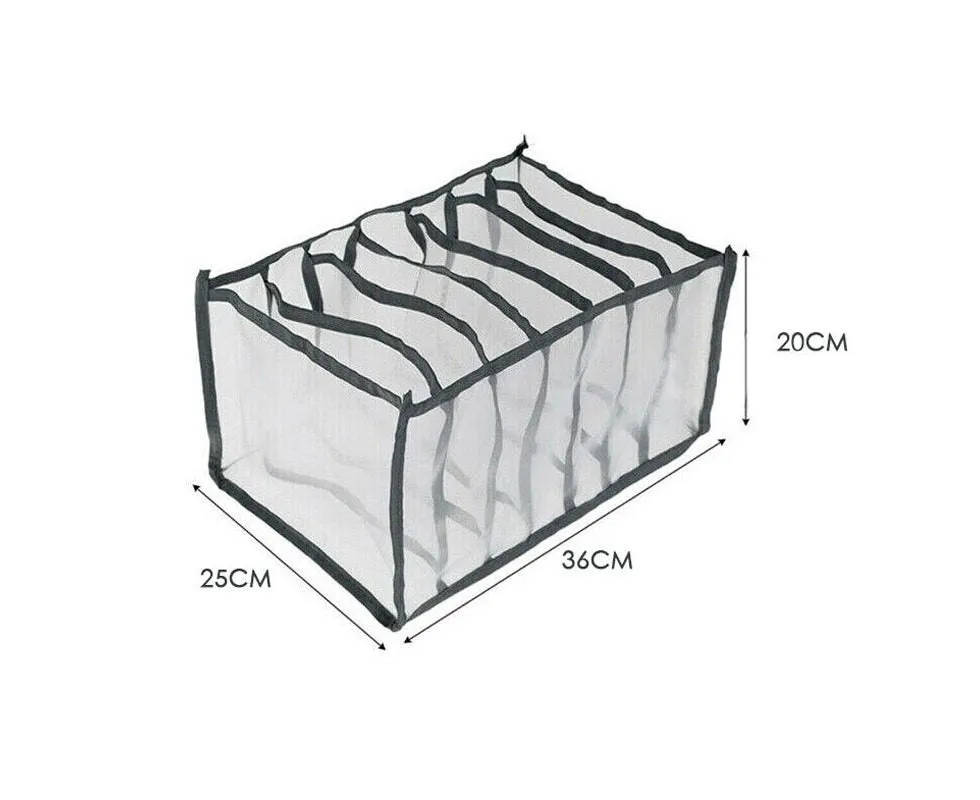1pcs 7 Compartment Mesh Clothes Jeans Pants Organizer Wardrobe Organizer - Black