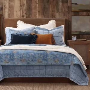 2-Piece Southwestern Style Polyester Cotton Comforter Set Twin Size | Polo Plaid Iconic Tasha Polizzi Graphic Print Pattern Western Bedding | Reversible Unique Cozy Denim Blue Color Spirited Design