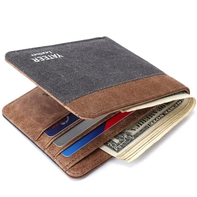 2019 New Purse Wallets for Men with Checkbook Holder Small Canvas Purses New Design Dollar Slim Purse Money Clip Wallet Men