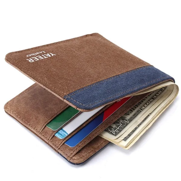 2019 New Purse Wallets for Men with Checkbook Holder Small Canvas Purses New Design Dollar Slim Purse Money Clip Wallet Men
