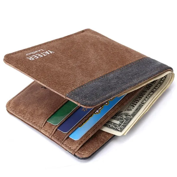 2019 New Purse Wallets for Men with Checkbook Holder Small Canvas Purses New Design Dollar Slim Purse Money Clip Wallet Men