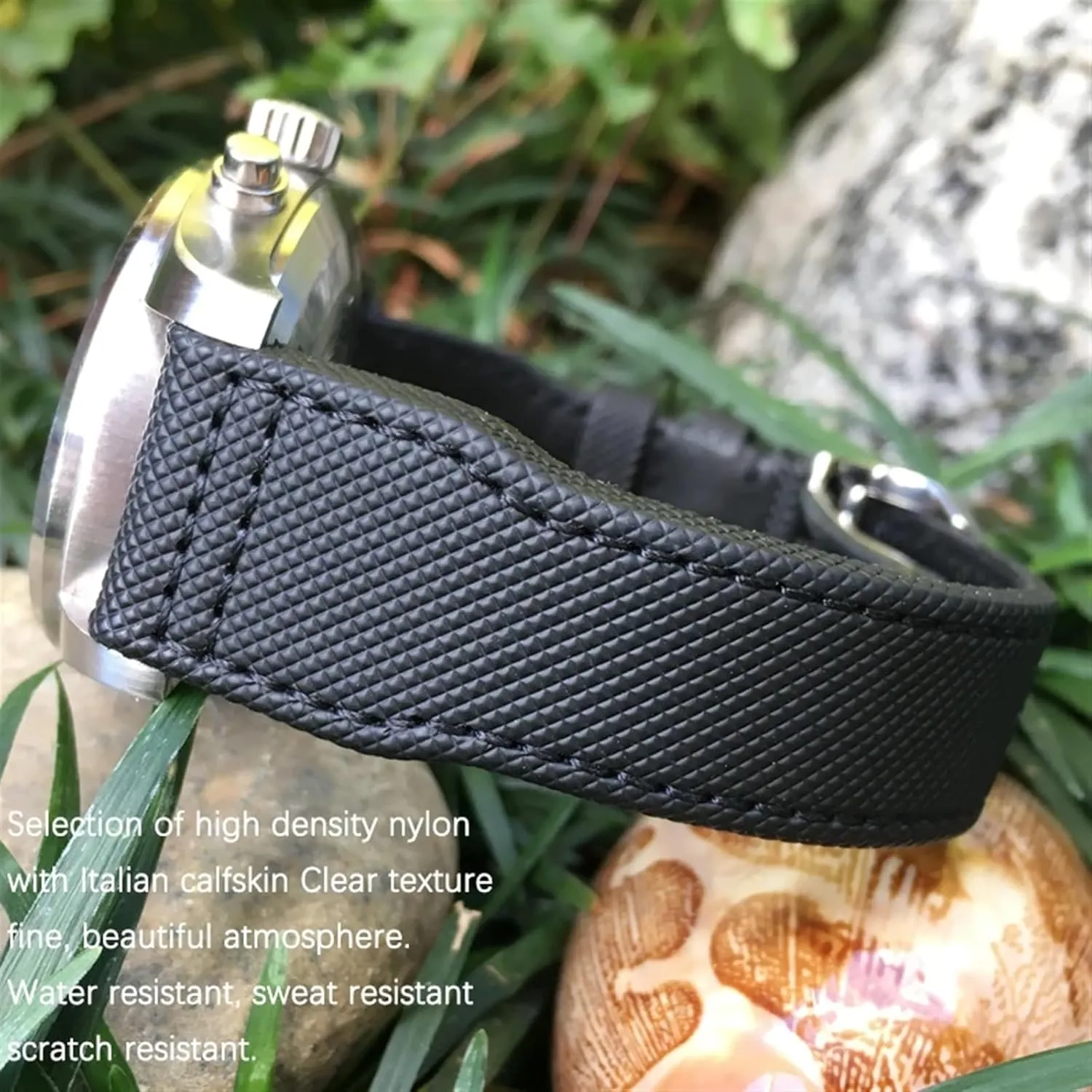 20mm 21mm 22mm High Density Nylon Calfskin Watchbands Fit for IWC Big PILOT IW5009 IW3880 Leather Watch Strap Black Wristband