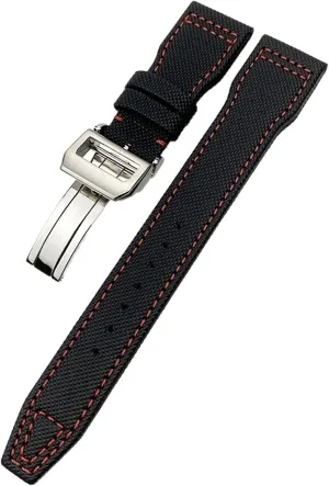 20mm 21mm 22mm High Density Nylon Calfskin Watchbands Fit for IWC Big PILOT IW5009 IW3880 Leather Watch Strap Black Wristband
