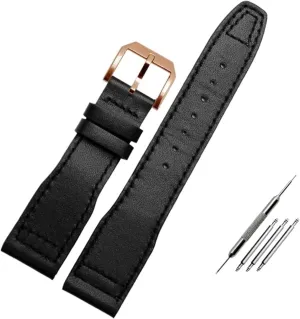 20mm 21mm Brown Black Men Watchband For IWC Pilot Mark XVIII IW327004 IW377714 Watch Strap Calf Genuine Leather Bracelet
