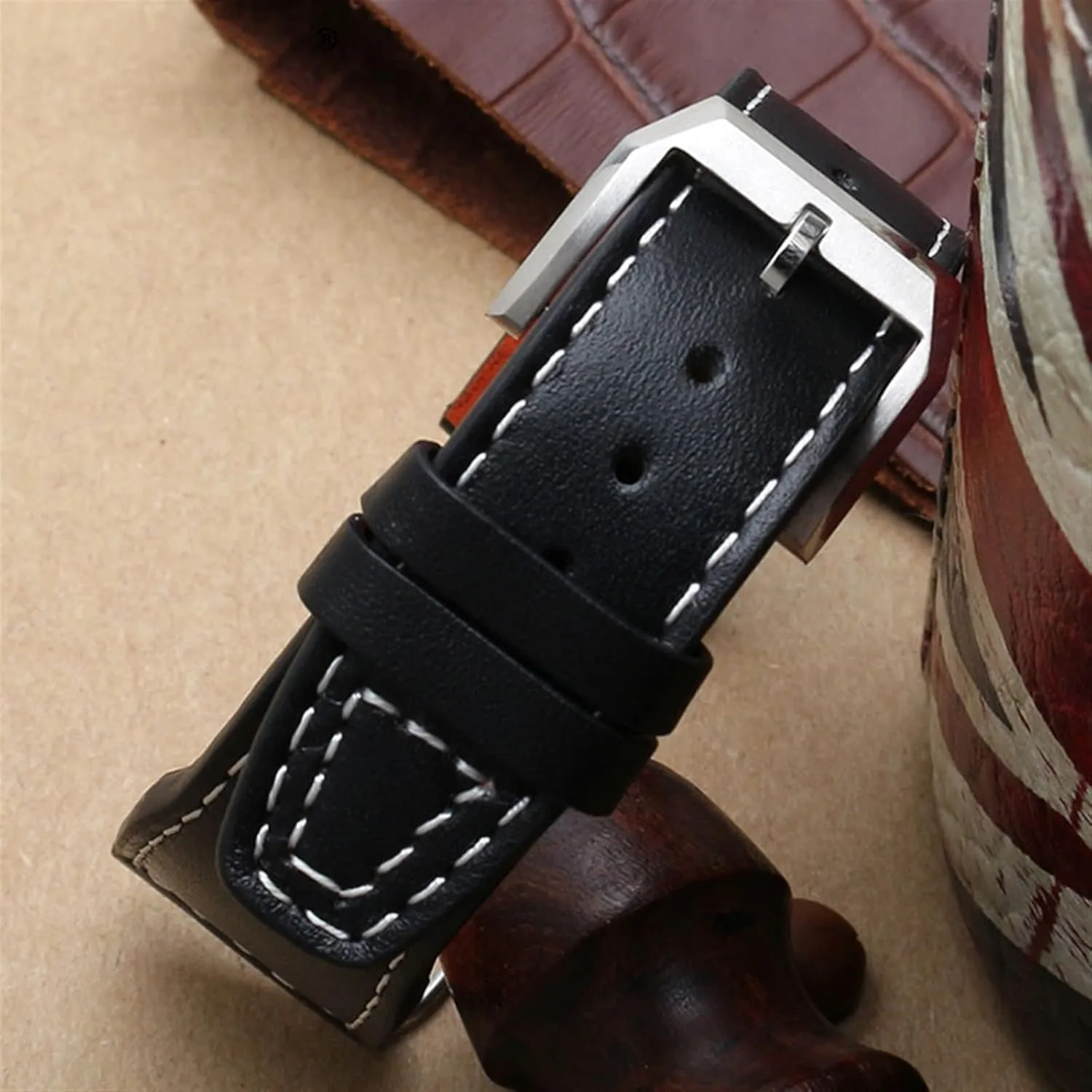 20mm 21mm Brown Black Men Watchband For IWC Pilot Mark XVIII IW327004 IW377714 Watch Strap Calf Genuine Leather Bracelet