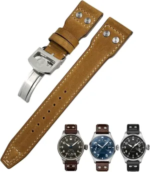 20mm Genuine Leather Watchband For IWC Big Pilot Watch Mark 18 Spitfire Hamilton Cowhide Soft Watch Strap