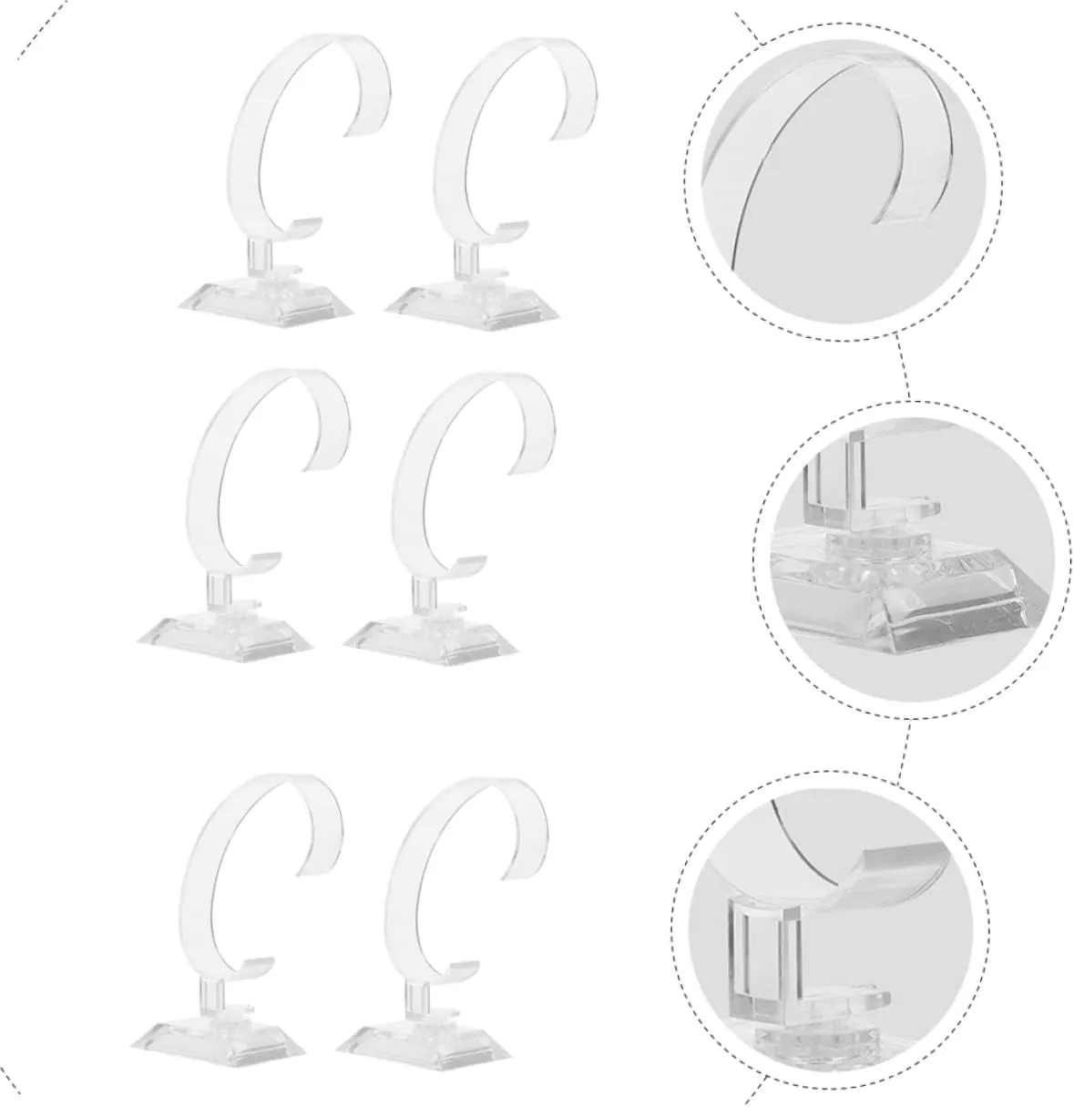 20pcs Clear Plastic Watch Display Stands Jewelry Holder for Bracelets Watches and Necklaces Lightweight and Stable Tabletop Organizer for Retail and Office Use