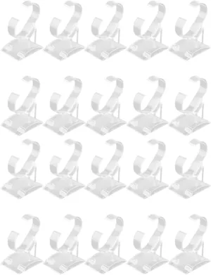20pcs Transparent Plastic C-shaped Bracelet Display Rack Jewelry Organizer for Bangles Watches and More for Retail Home Use
