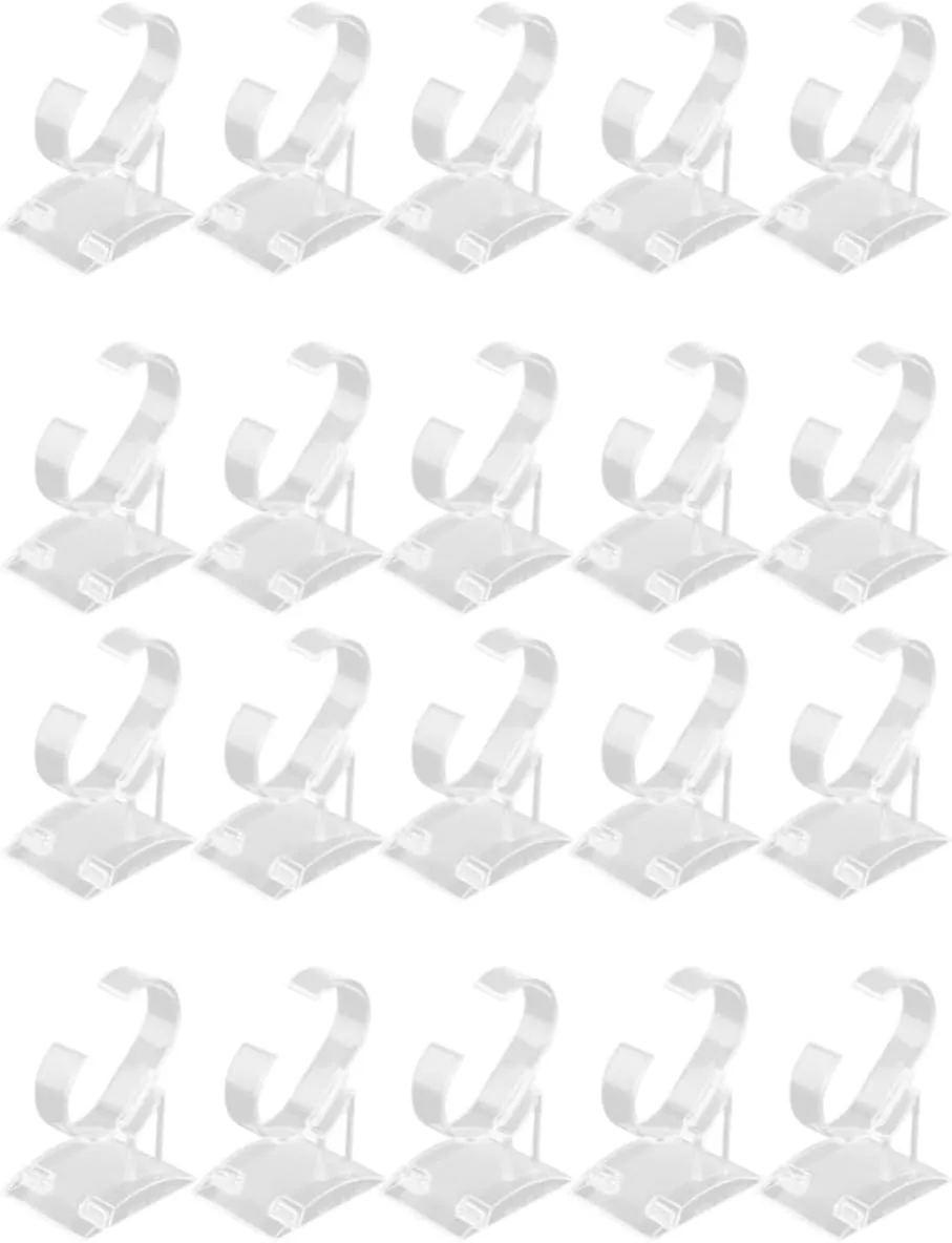 20pcs Transparent Plastic C-shaped Bracelet Display Rack Jewelry Organizer for Bangles Watches and More for Retail Home Use