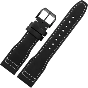 22mm The Top Leather Watch Band for IWC IW326201 / IW377701 Big Pilot Series Genuine Leather Watch Strap (Color : Black White, Size : 22mm)