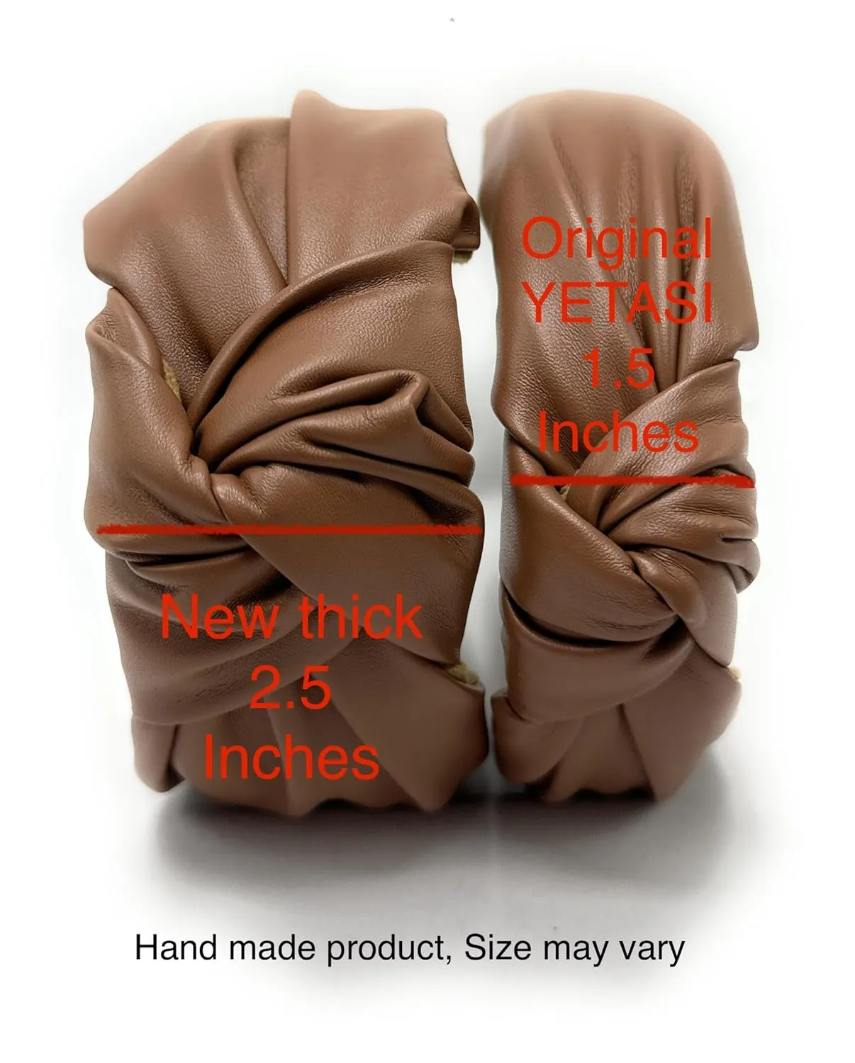 2.5 Inches Thick Brown Leather Headbands for Women Goes with Everything, Knotted Headband is a Fashion Designer Top Knot Head band for Hair Accessories