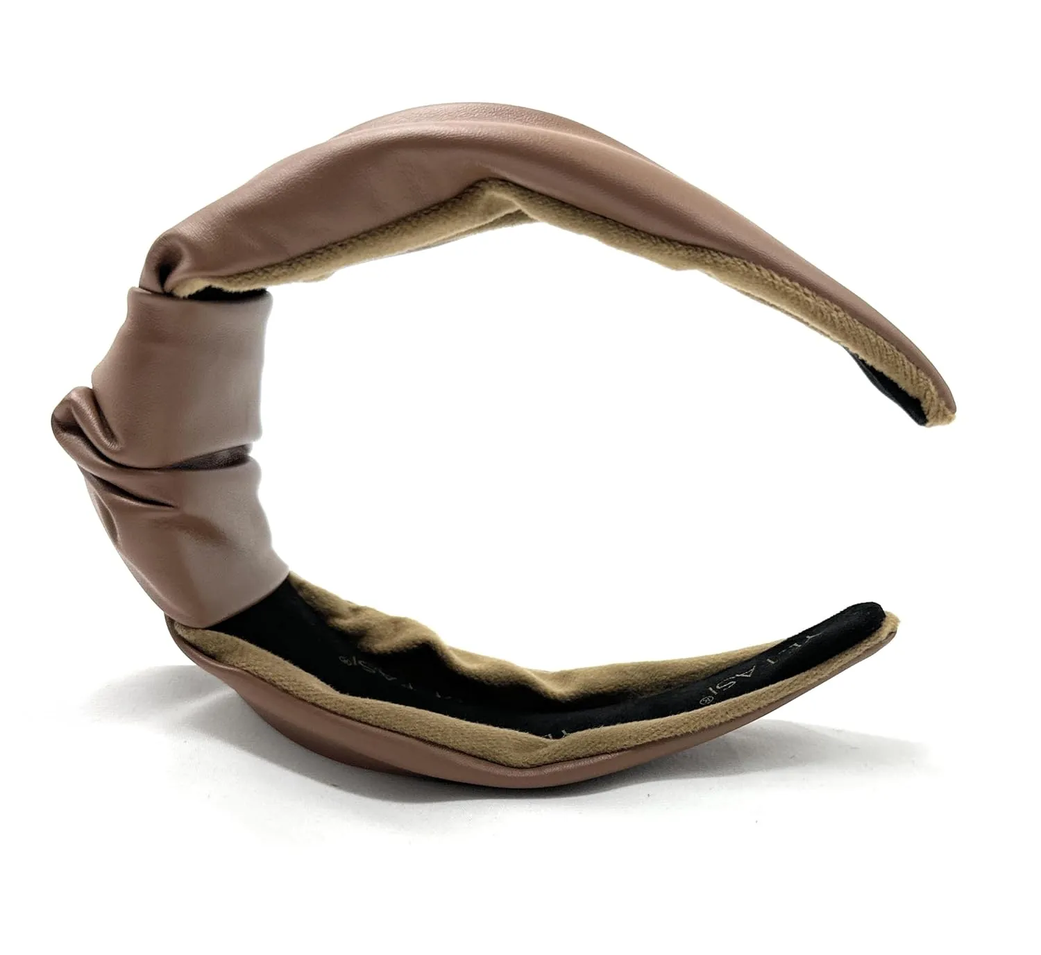 2.5 Inches Thick Brown Leather Headbands for Women Goes with Everything, Knotted Headband is a Fashion Designer Top Knot Head band for Hair Accessories