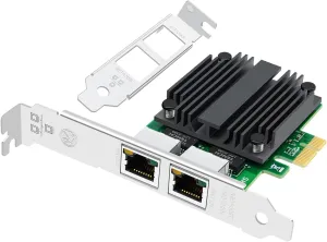 2.5G Dual Port Gigabit Network Card,with Intel I225 Chip LAN NIC Card, 2500M Gigabit Dual RJ45 Ports Ethernet Server Adapter Support Windows 11/10 Windows Server 2022
