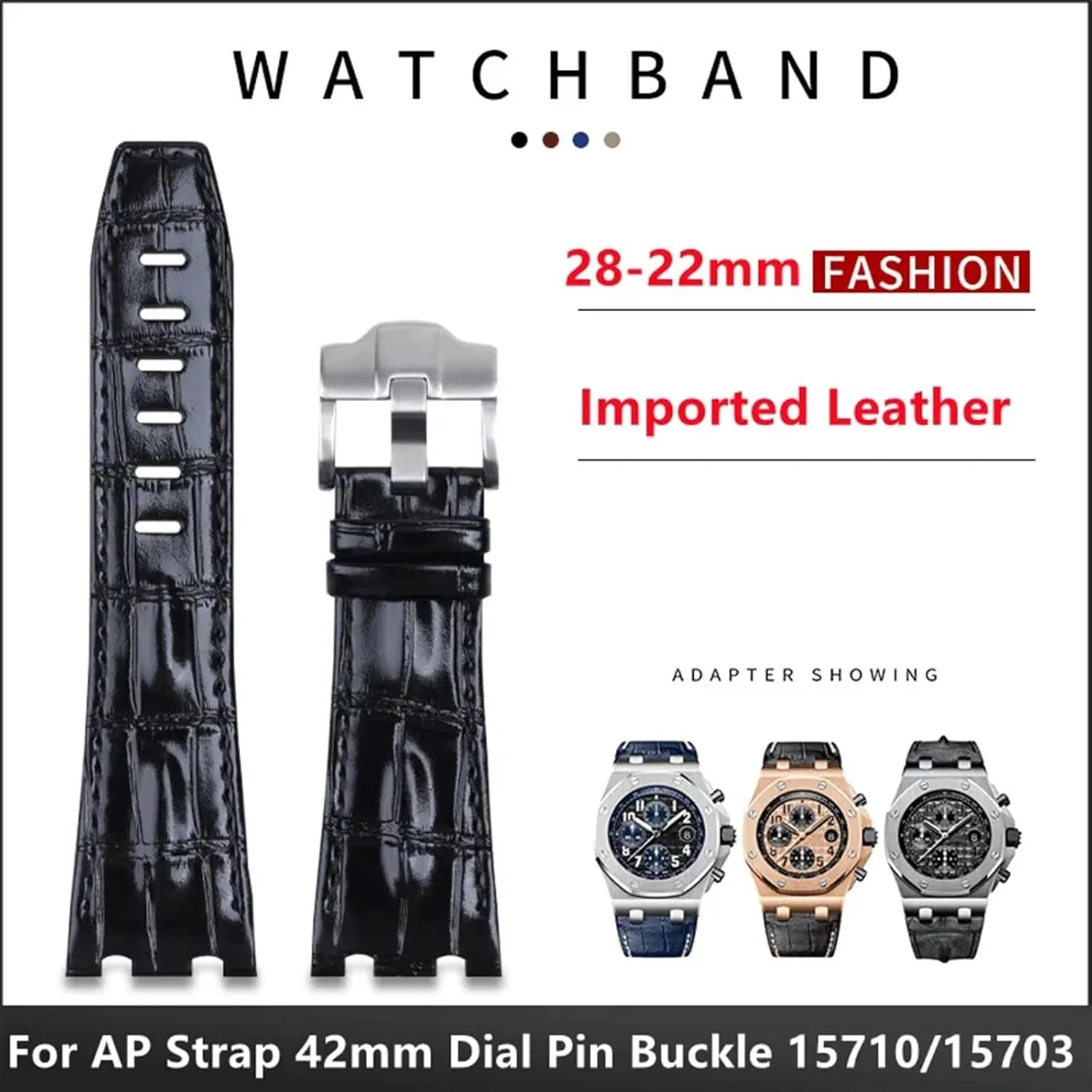 28mm Imported Leather Strap For AP For Audemars Piguet 42mm For Royal Oak Offshore Watch Band Accessories Pin Buckle 15710/15703