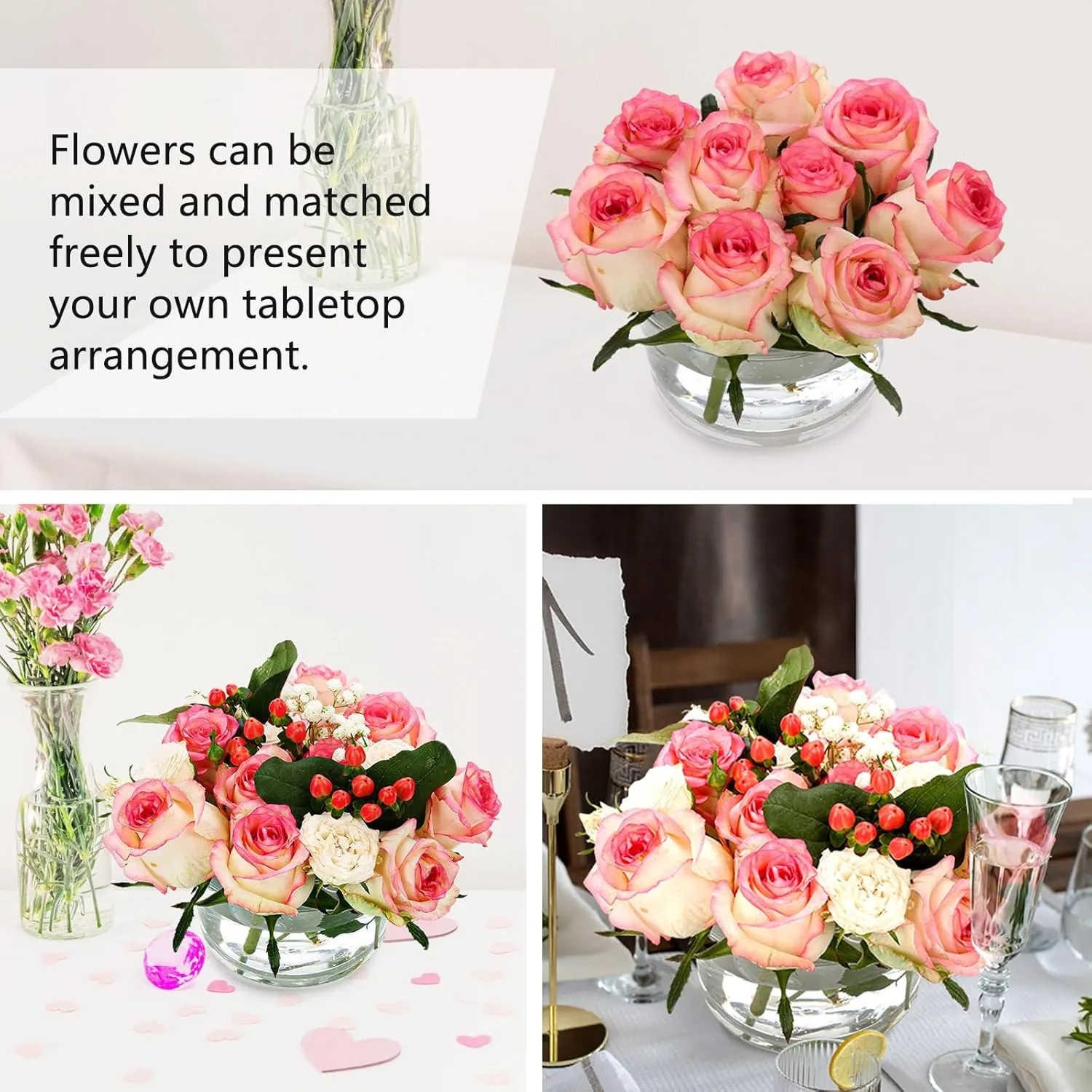 2PCS Acrylic Flower Vase for Centerpieces, 5.51" 12 Holes Clear Round Acrylic Flower Vase, for Wedding Birthday Party Table Decor Indoor/Outdoor Events