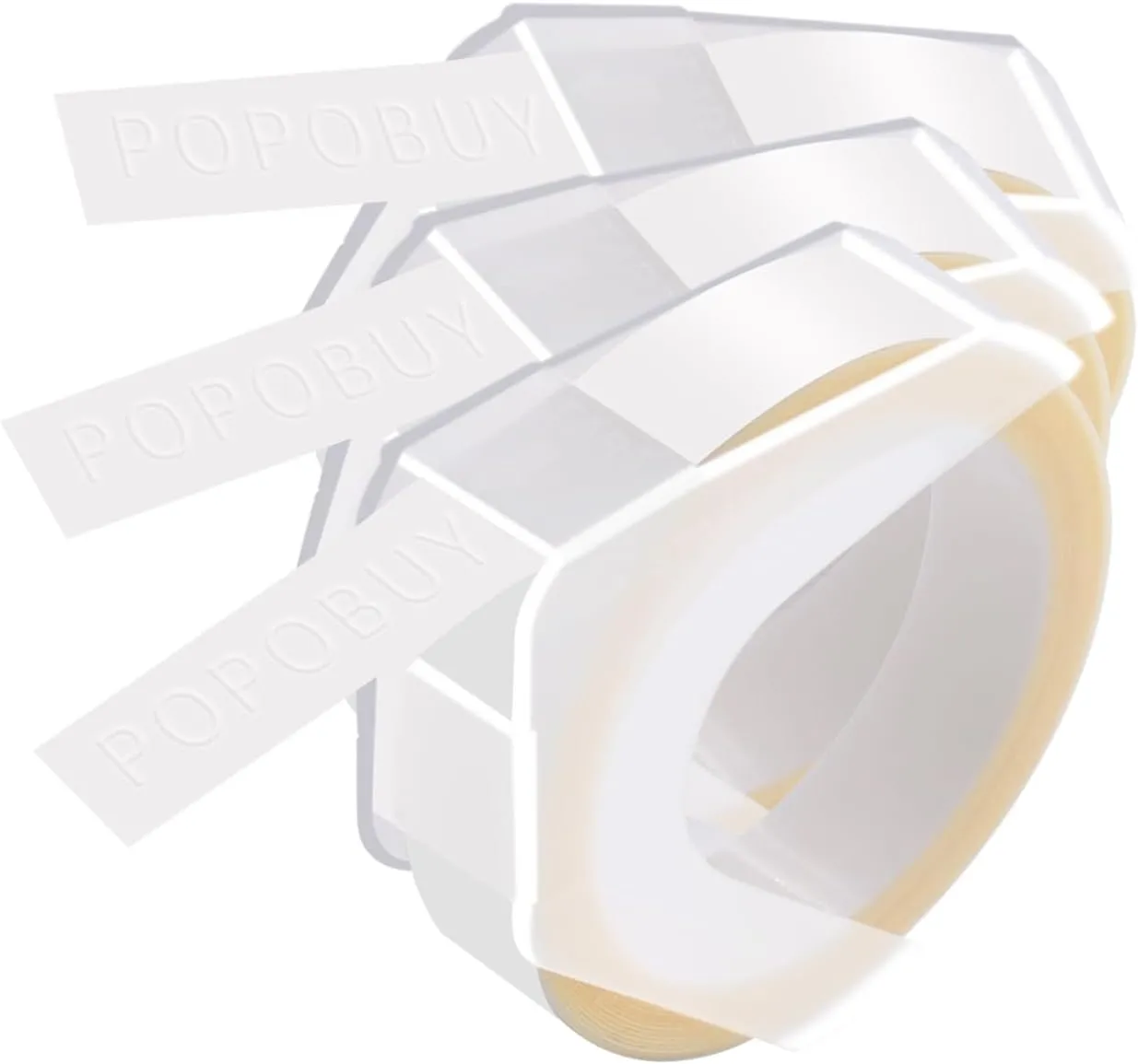 3 Pack Embossing Label Tape 3/8 Inch A520101 Compatible for DYMO 3D Plastic Emboss Label 520101 White on Clear, 9mm x 3m for Office Mate II 1540 154000, MoTEX E101 E404 Label Makers
