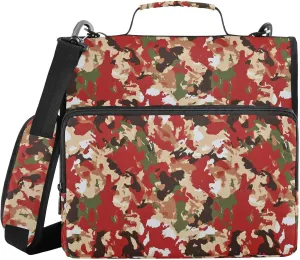 3 Rings 1.5 inch Zippered Binder Bag with Shoulder Strap Waterproof Documents Files Storage Bag for School and Office Army Camouflage Gold Camouflage