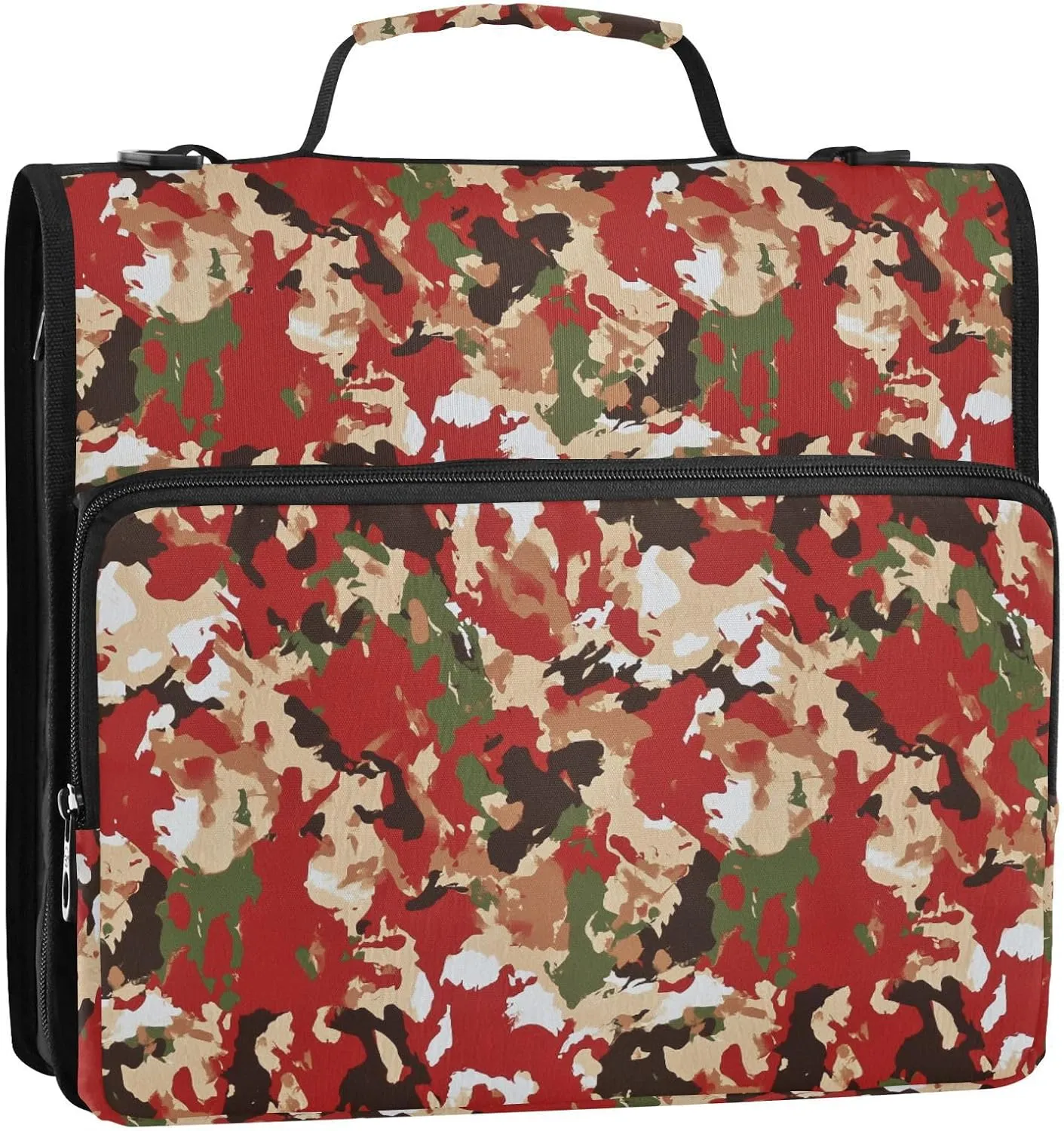 3 Rings 1.5 inch Zippered Binder Bag with Shoulder Strap Waterproof Documents Files Storage Bag for School and Office Army Camouflage Gold Camouflage